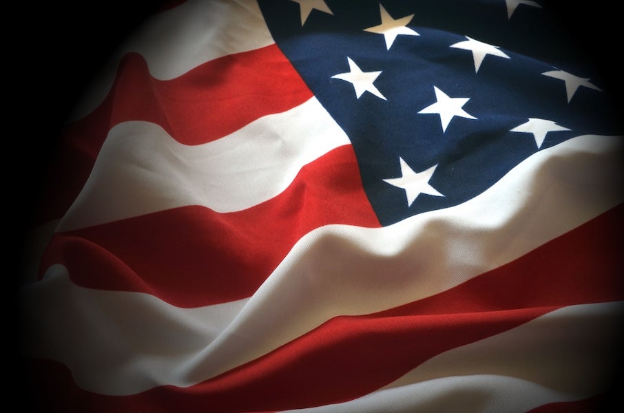 A close-up of an American flag